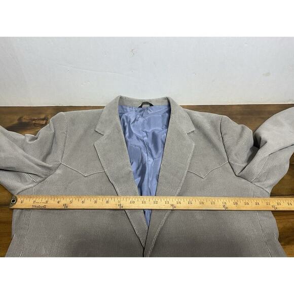 Brad Whitney Western Mens 44L Gray Light Blue Corduroy Sports Coat Jacket Blazer - Picture 9 of 16